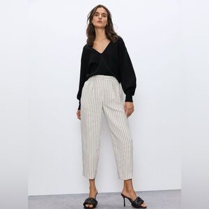 Aritzia, Babaton Modesto Pinstripe Pant Light Grey/Black | Size 2